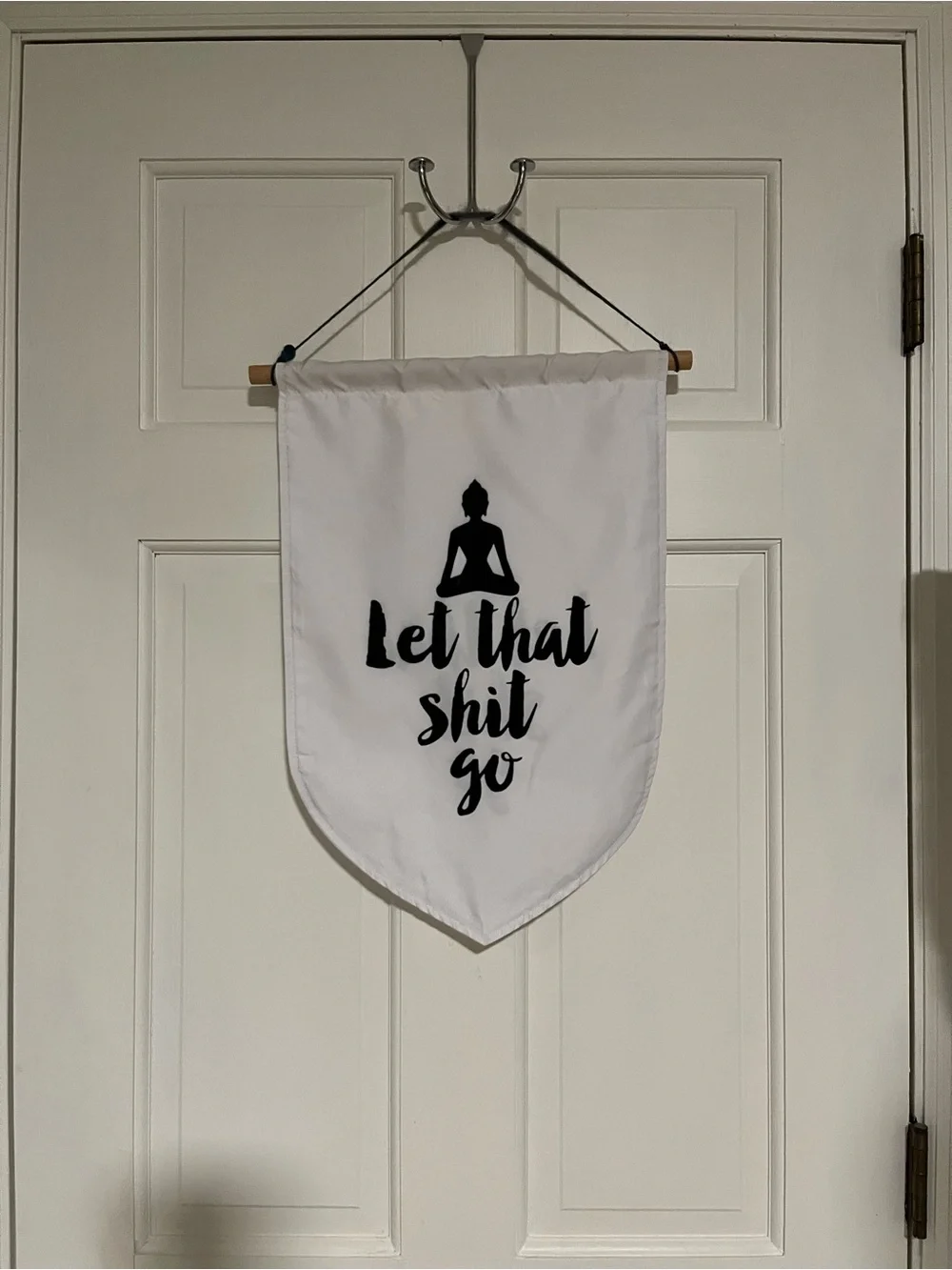 Let That Shit Go White & Black Meditation Wall Banner